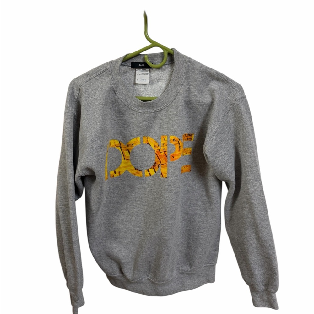 DOPE Heather Gray Sweater with Bold Orange Logo